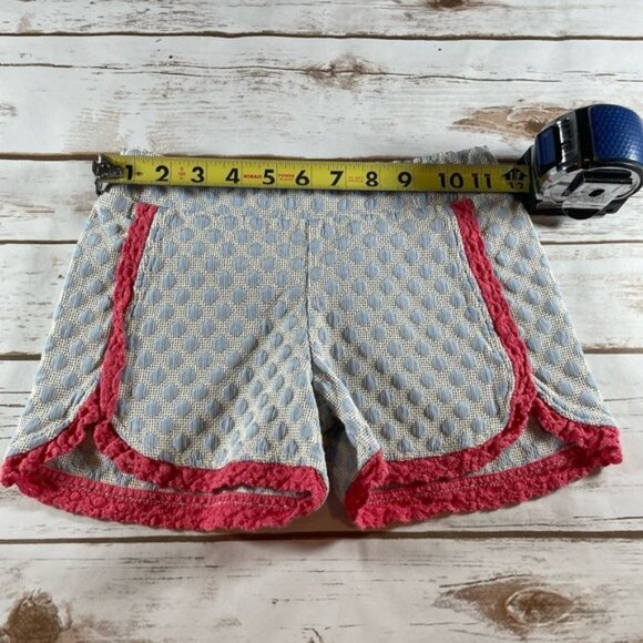 Girls Size 6 Persnickety Shorts Blue Polka Dot with Pink Lace Trim - Picture 4 of 4